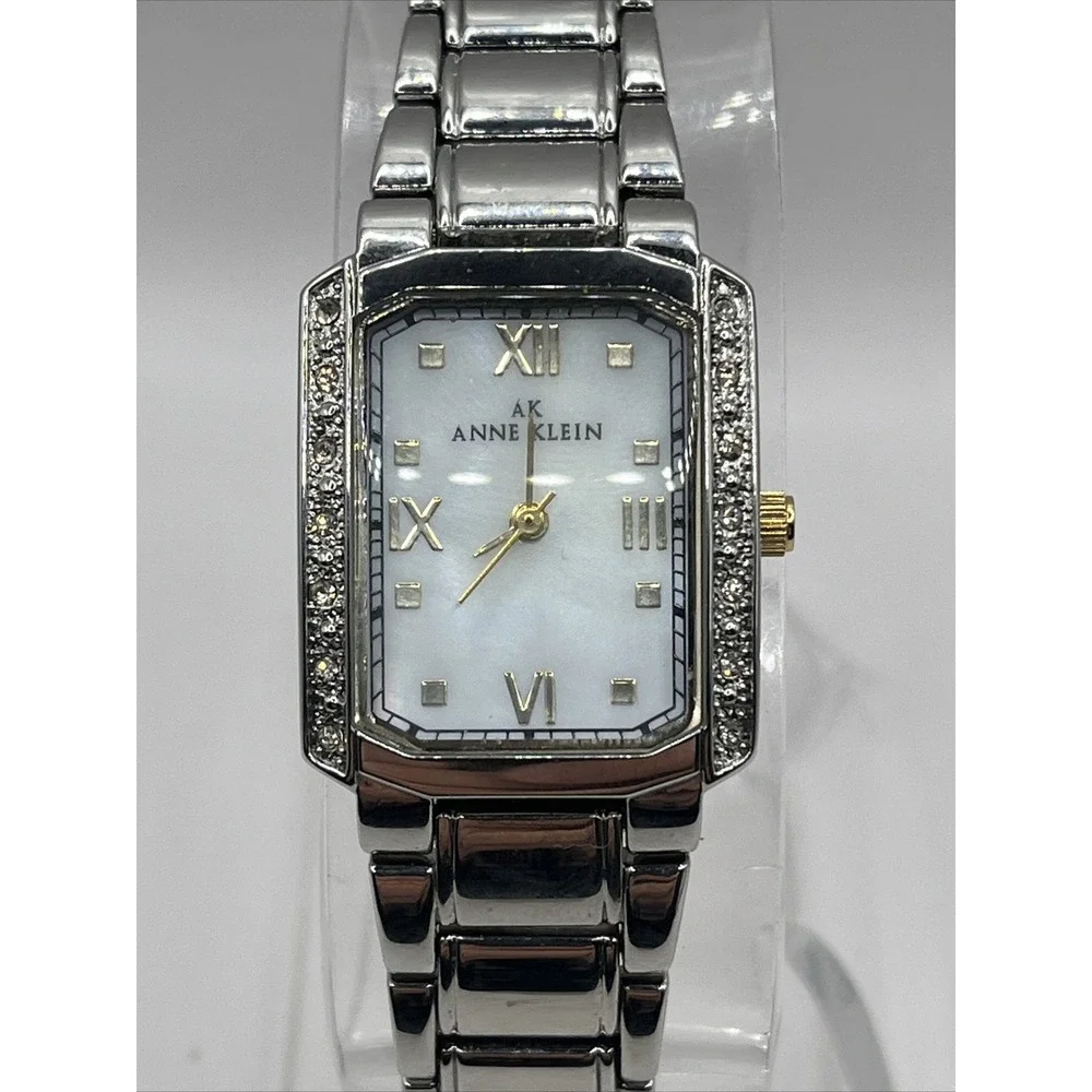 Anne Klein Women's MOP Dial Quartz Watch Swarovski Crystals 10/9609- New Battery